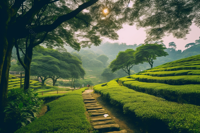阳光下茶园旷野山岭自然美景观实拍摄影图,高清,摄影图,摄影图片,图片大全,摄影图免费下载